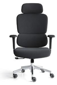 RESIGILAT- Scaun ergonomic Robbin-H, mecanism multifunctional, suport lombar, material textil, Negru