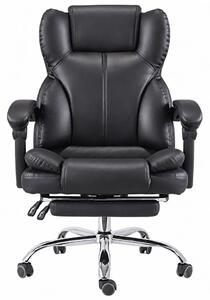 Scaun directorial, suport picioare, funcție recliner, SIB 818, PU, Negru