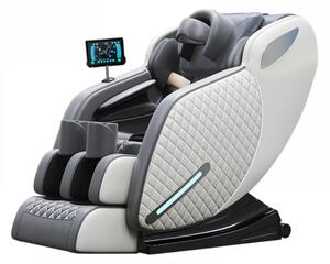 Fotoliu masaj IGNIUS, AI Voice, Incalzire, Bluetooth, Tableta ecran tactil color, Zero Gravity, 2 Boxe, Moduri Automate, Reglarea intensității masajului, Piele PU Premium, Gri