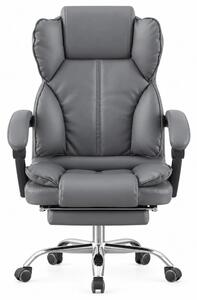 Scaun directorial, suport picioare, funcție recliner, SIB 818, piele ecologica, Gri