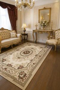 Covor Clasic Sufragerie, Model Lotos 568 100, Bej Dreptunghi, Crem, 50x80