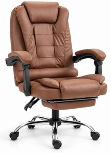 HOMEREST Scaun directorial, masaj in suportul lombar, suport picioare, PU, Maro