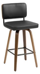 Scaun de bar, cu spatar, sezut rotativ, tapiterie PU, Negru