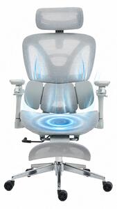METACHAIR DORO VENT Scaun ergonomic, sezut cu ventilatie, suport lombar dinamic, spătar reglabil înălțime, cotiere 6D, tetieră 2D, suport picioare, mecanism multifunctional inclinare/blocare, pivotant, Mesh, Gri