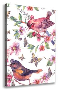 Tablou canvas Păsări flori fluturi