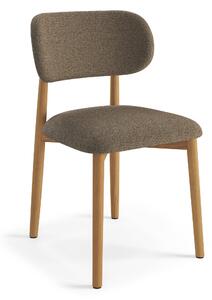 MAZZONI EXPORT ALMO Maro Taupe (material Monza 40)/cadru stejar lăcuit - SCAUN DIN LEMN BOUCLÉ PENTRU SALON SUFRAGERIE BUCĂTĂRIE RETRO