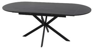 Masa extensibila GASTON, negru mat cu efect de marmura, ceramica/metal, 140/180x80x76 cm