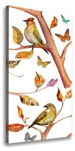 Imprimare tablou canvas Lista de păsări fluturi