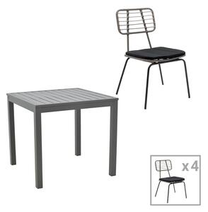 Set masa si scaune 5 buc de gradina Naoki-Kliton B Pako World Antracit 80x80x74 cm