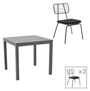 Set masa si scaune 3 buc de gradina Naoki-Kliton B Pako World Antracit 80x80x74 cm
