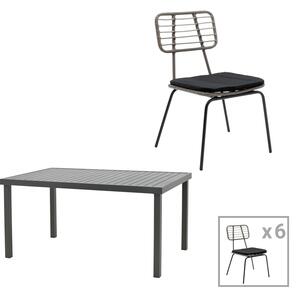 Set masa si scaune 7 buc de gradina Naoki-Kliton B Pako World Antracit 150x80x74 cm