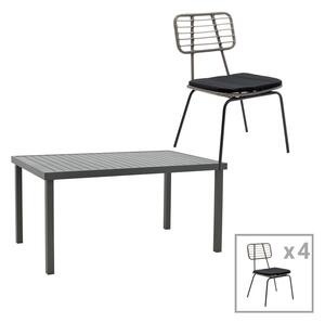 Set masa si scaune 5 buc de gradina Naoki-Kliton B Pako World Antracit 150x80x74 cm
