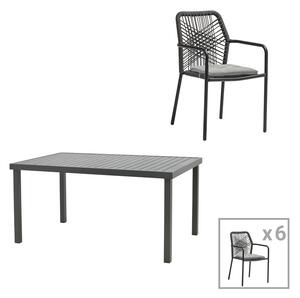 Set masa si scaune 7 buc de gradina Kherson-Kliton Pako World Antracit 150x80x74 cm