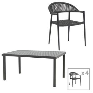 Set masa si scaune 5 buc de gradina Freiburg-Kliton Pako World Antracit 150x80x74 cm