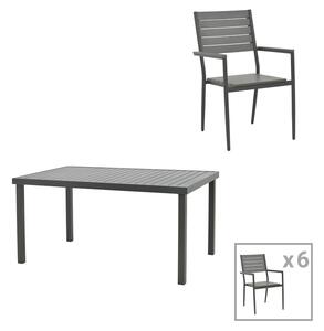 Set masa si scaune 7 buc de gradina Vitality-Kliton Pako World Antracit 150x80x74 cm
