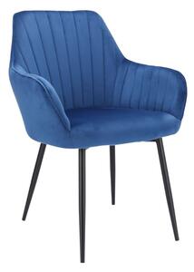 Scaun tapițat din catifea albastră CORA – design elegant JUMI, 82x56x61cm