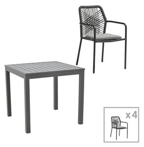 Set masa si scaune 5 buc de gradina Kliton-Kherson Pako World Antracit 80x80x74 cm