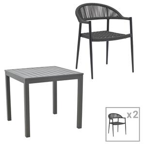 Set masa si scaune 3 buc de gradina Freiburg-Kliton Pako World Antracit 80x80x74 cm