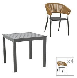 Set masa si scaune 5 buc de gradina Kliton-Raven Pako World Antracit 80x80x74 cm