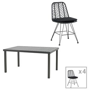 Set masa si scaune 5 buc de gradina Naoki-Kliton C Pako World Antracit 150x80x74 cm