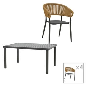 Set masa si scaune 5 buc de gradina Raven-Kliton Pako World Antracit 150x80x74 cm