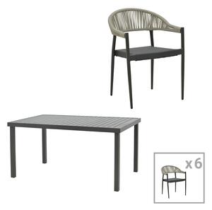 Set masa si scaune 7 buc de gradina Elation-Kliton Pako World Antracit 150x80x74 cm
