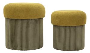 Mauro Ferretti Puff cu Depozitare Verde Set 2 Buc cm Ø 42x44-35x36 | Aosom Romania
