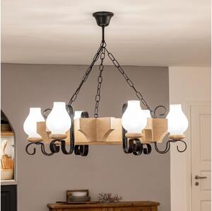 Brilagi - Candelabru QUEEN suspendat pe lanț, 6xE14/40W/230V, stejar