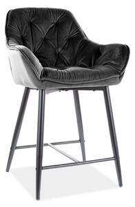 Scaun bar CHERRY H-2, negru - Bluvel 19, stofa catifelata/metal, 56x40
