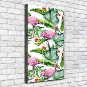 Tablou pe pânză canvas Frunze și flamingo