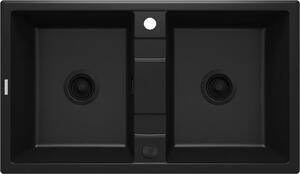 Chiuvetă Deante Eridan din granit, cu 2 compartimente, 860x500x220 mm, negru mat, ZQE_N203