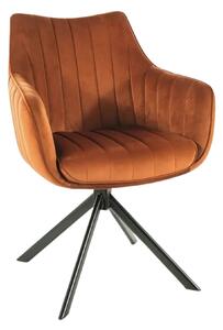Scaun living rotativ AZALIA, caramiziu/negru, stofa catifelata/metal