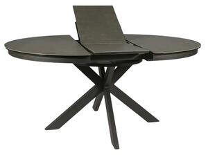 Masa rotunda extensibila 120 cm PORTO, gri inchis/negru mat, sticla se