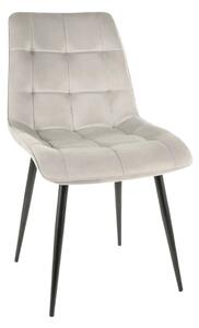 Scaun CHIC, gri deschis/negru, stofa catifelata/metal, 50x58x88 cm