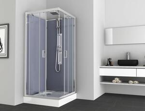 Cabină de duș completă cu hidromasaj Sanotechnik Limbo PC 91 90x90x205 cm, pătrată, sticlă securizată fumurie, profil crom