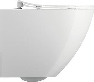 Basano Set WC Baiano fără ramă clătire, incl. capac WC cu 5 cm înălțat, alb