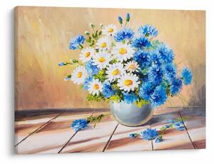 Tablou pictat cu vaza și flori (70x50 cm)