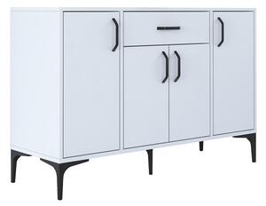 Comoda Luther alb melamina picior metal negru 120x40x78.5 cm
