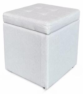 Taburet cu spațiu de depozitare, 30x30x35cm, Crem – Design modern din material textil și burete
