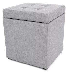 Taburet cu spațiu de depozitare, 30x30x35cm, Gri – Design modern din material textil și burete