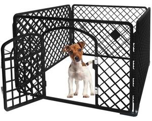 Țarc metalic pliabil pentru câini și căței - cușcă modulară și loc de joacă pentru animale 90x90x60 cm