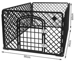 Țarc metalic pliabil pentru câini și căței - cușcă modulară și loc de joacă pentru animale 90x90x60 cm