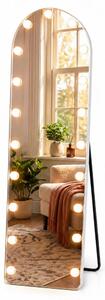 Oglindă Arcuită cu becuri LED, Iluminare Reglabilă, 3 Culori, Control Touch, Sticlă HD, cu Suport, 160x50 cm