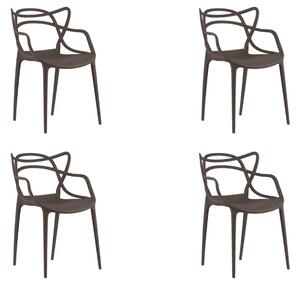 Set 4 scaune din plastic KATO, maro
