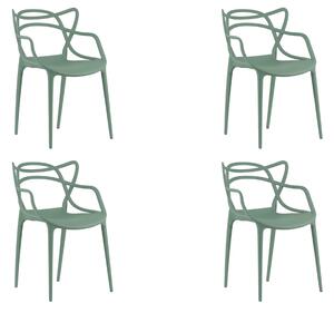 Set 4 scaune din plastic KATO, verde salvie