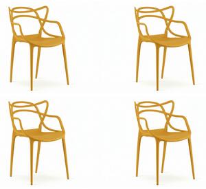 Set 4 scaune din plastic KATO, mustar