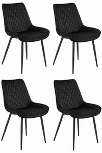 Set Scaune 4 Bucatarie/Dining Rokko Negre Catifea