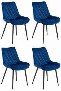 Set Scaune 4 Bucatarie/Dining Rokko Albastre Catifea