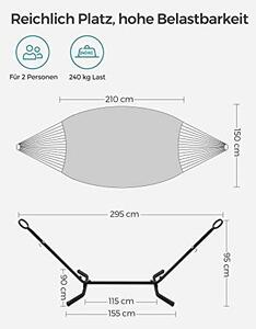 Hamac cu suport, Songmics, Gri, 300x120x93 cm