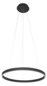Steinhauer Ringlux lampă suspendată LED 2 becuri, Ø60cm negru, reglabil, Negru, Camera de zi / sufragerie, Metal, Modern